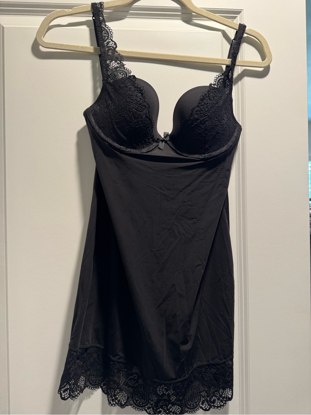 Victoria's Secret Black Lace-Trim Push-Up Chemise Slip